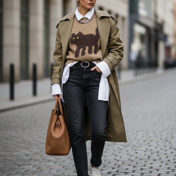 Cider Wool-blend Cozy Fall Cat Sweater - NWOT - Picture 8 of 10